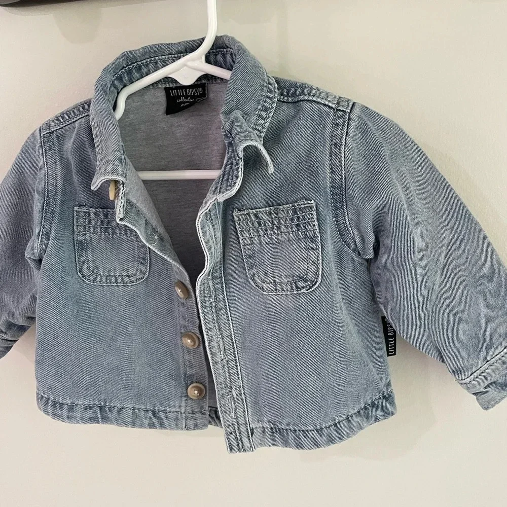 Little Bipsy - Denim Chambray Button Down Jean Jacket - Size 0-6 Months